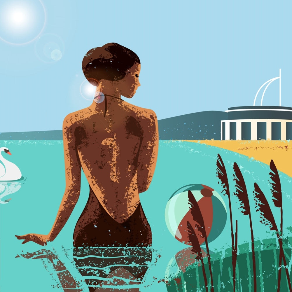 Fürdőruhában a Balatonon