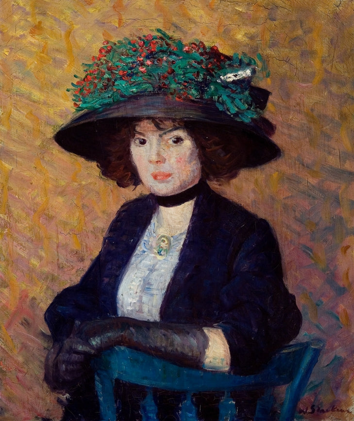 Glackens - Hölgy zöld kalapban