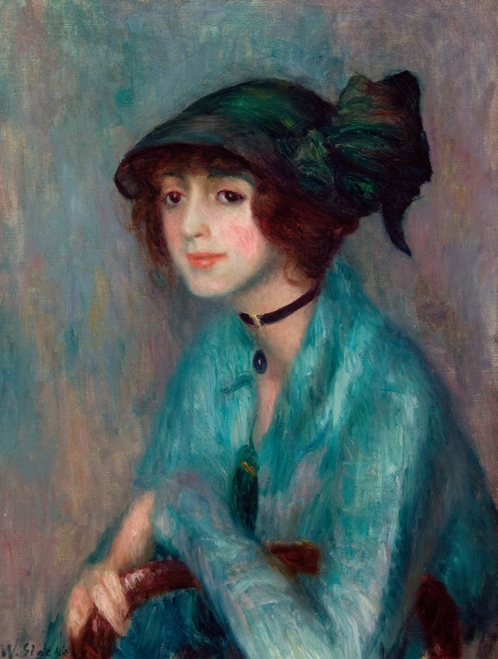 Glackens - Hölgy zöld kendővel