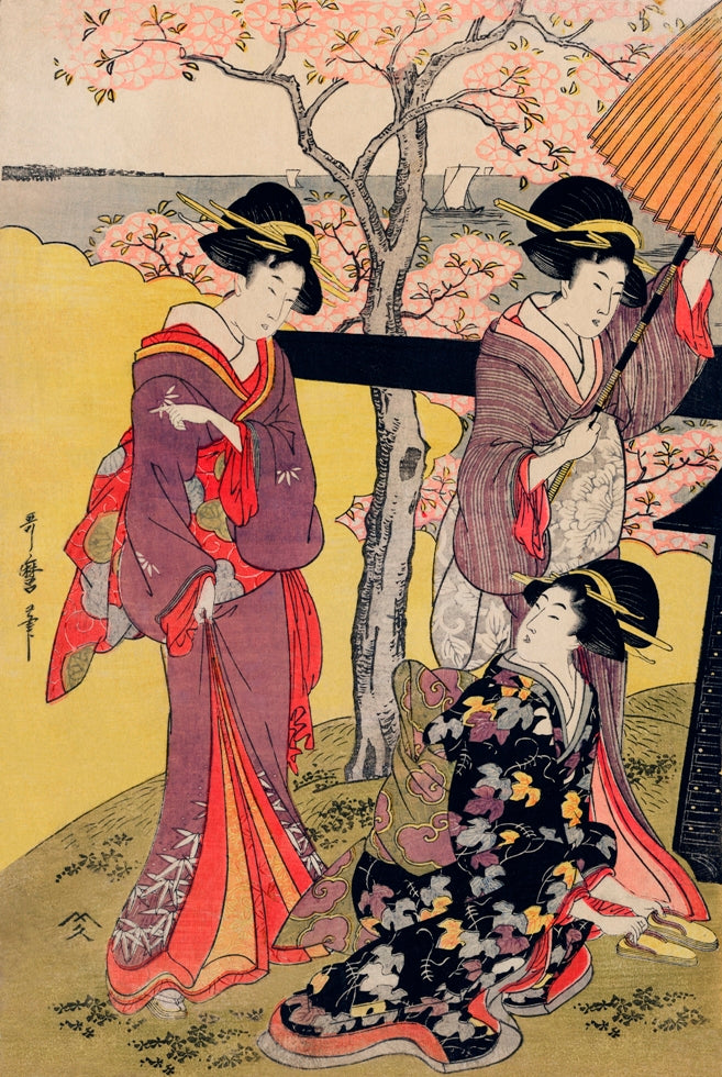 Utamaro Kitagawa - Piknik a cseresznyefa alatt