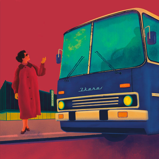 Ikarusz busszal megyek haza 30 x30 cm vászonkép FÉLÁRON