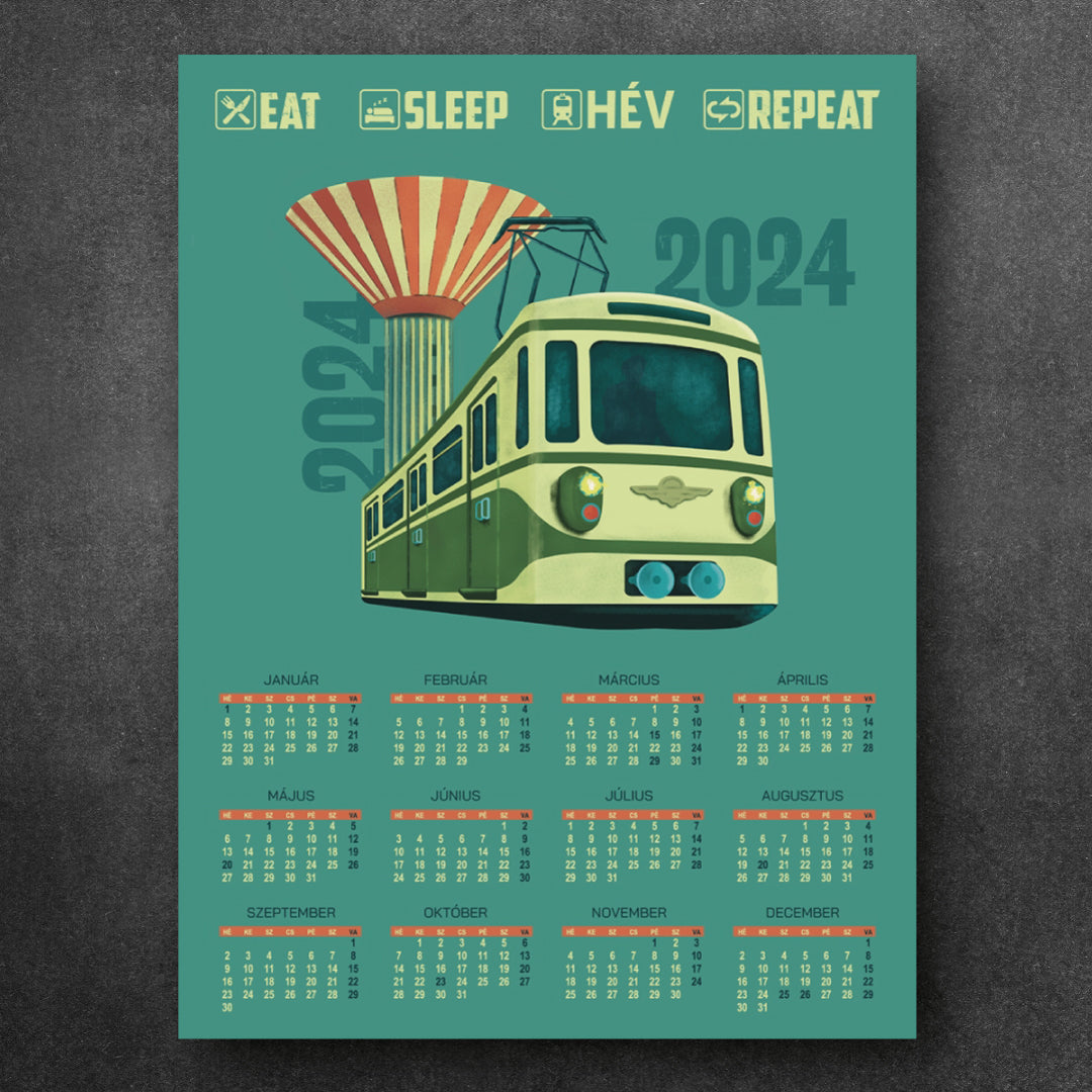 Eat Sleep Hév Repeat 2024 - falinaptár