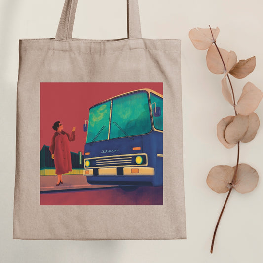 Ikuras a buszmegállóban - vászontáska