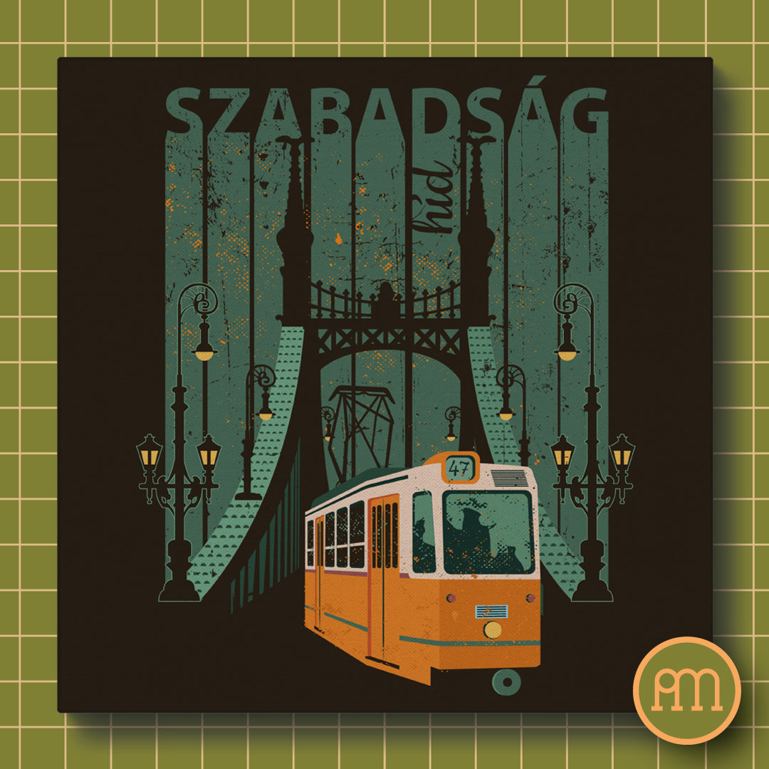 Szabadság híd a 47-es  villamossal - falikép