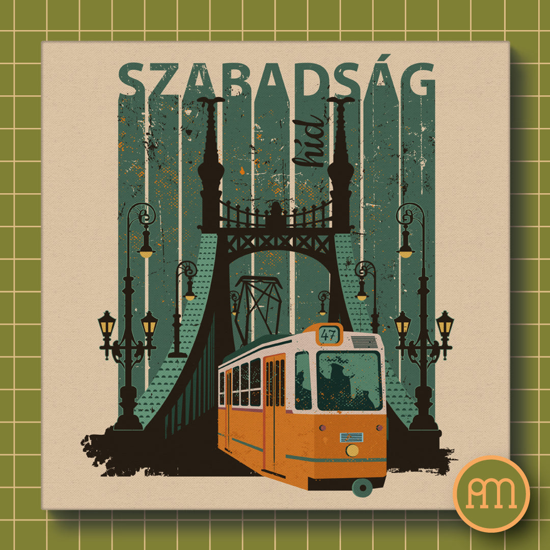 Szabadság híd a 47-es  villamossal - falikép