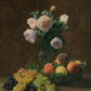Latour - Csendélet virággal, szőlővel, barackkal