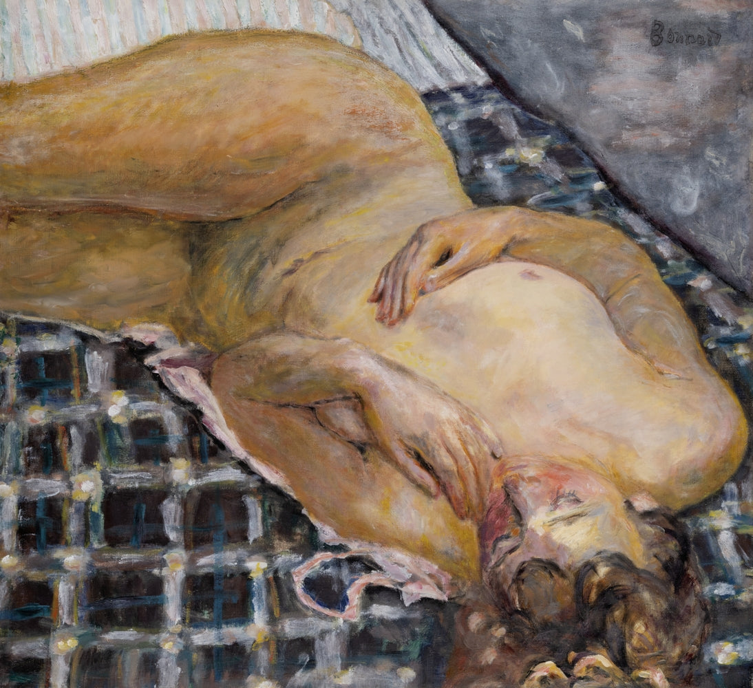 Pierre Bonnard - Fekvő akt kockás pléden