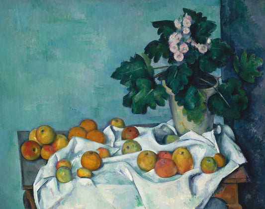 Paul Cézanne - Csendélet almákkal és kankalinnal