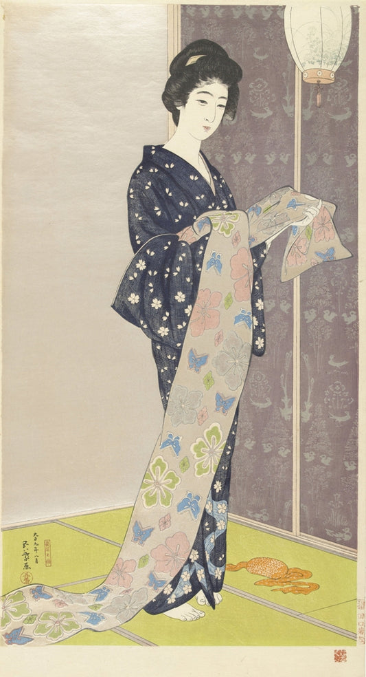 Haschiguchi - Fiatal nő nyári kimonóban