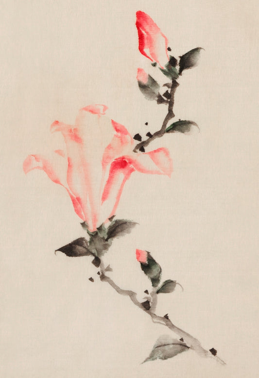 Hokusai - Rózsaszín virág az ágon