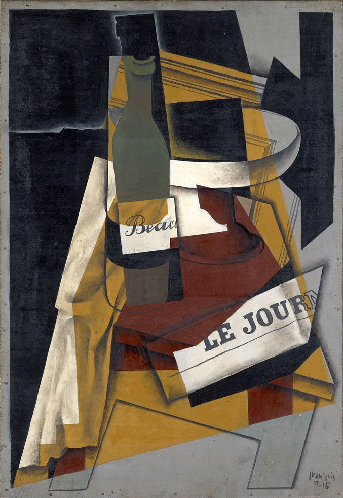 Juan Gris - Palack, újság, gyümölcstál