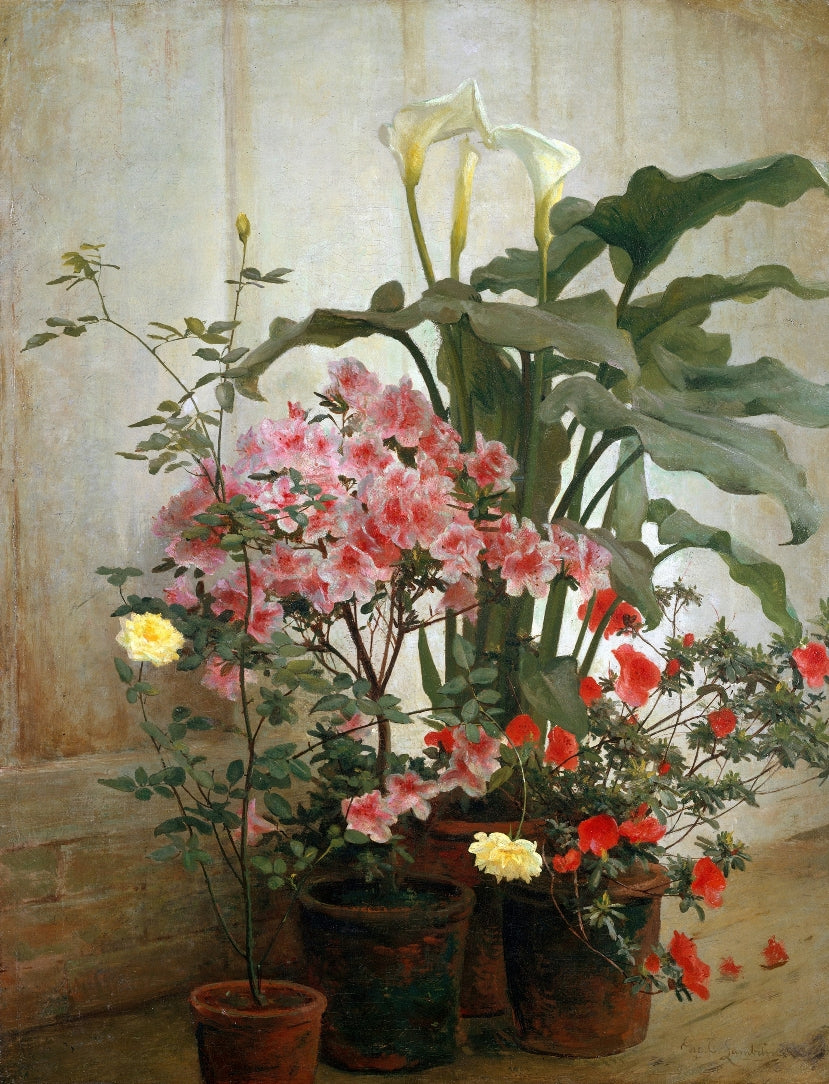 George Lambdin - Virágok az üvegházban