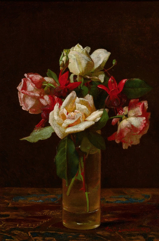 George Lambdin - Rózsa üvegvázában
