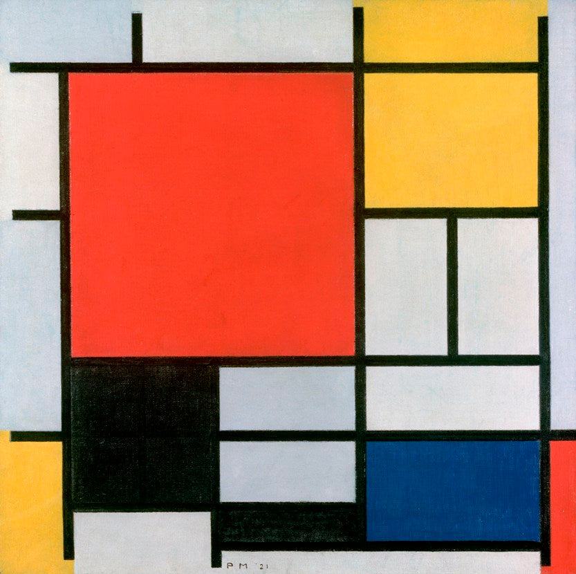 Mondrian - Piros, kék, sárga, fekete kompozíció - 1921