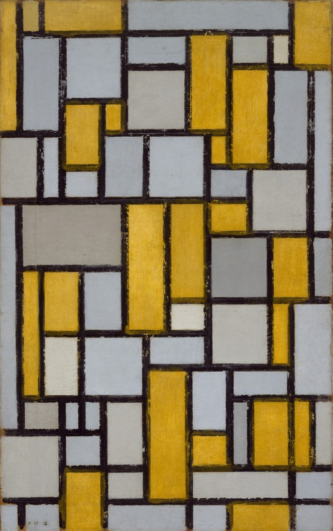 Mondrian - Sárga, szürke kompozíció