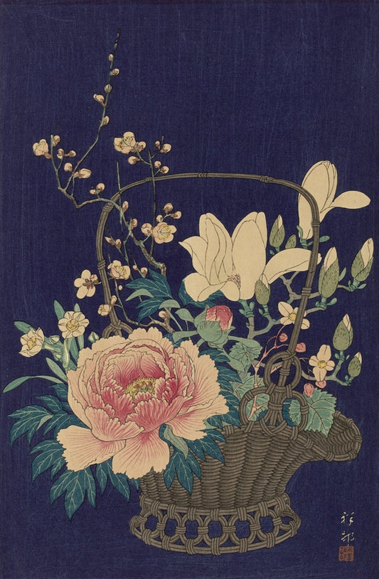 Ohara Koson - Bambusz virágkosár