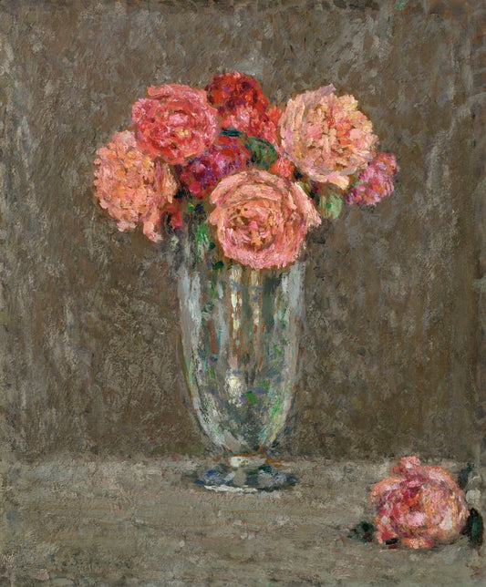 Henri Le Sidaner - Rózsák üvegvázában