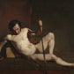William Etty - Botra támaszkodó férfi akt